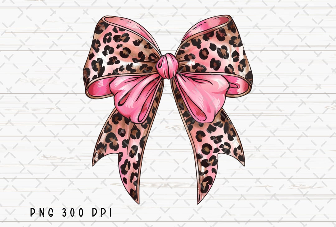 Coquette Pink Leopard Bow Png, Bow Png, Leopard Bow Png, Pink Bow