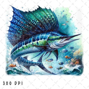 Sailfish PNG, Saltwater Fish Sublimation, Sea Fishing Shirt Design PNG, Hunting Fishing Sublimation, Fisherman png, Fish png