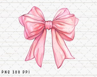 Coquette Pink Bow png, Bow png, Pink Bow Sublimation, Ribbon Bow Watercolor png, Coquette png, Girly png, Digital Download