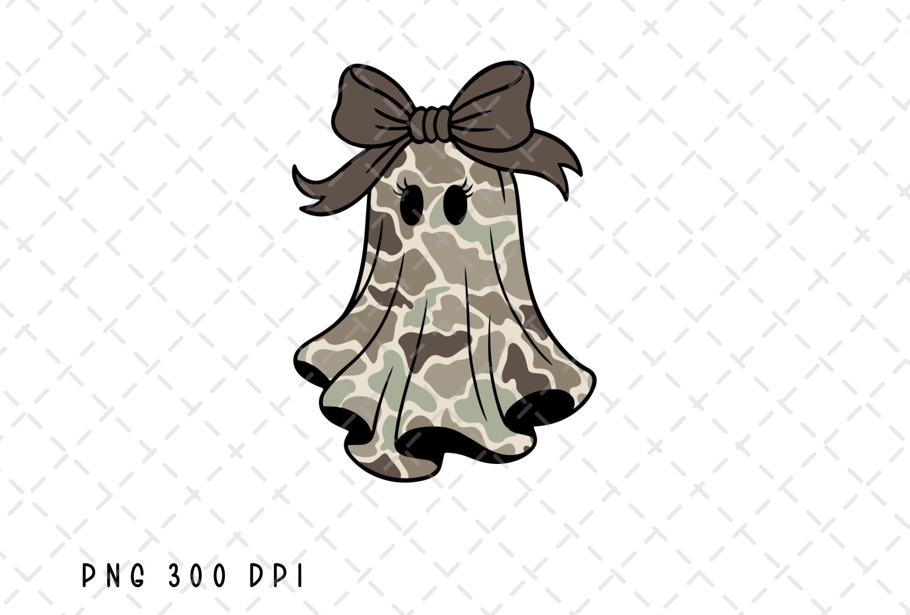 Ghost Halloween PNG, Halloween Sublimation, Ghost png, Camo Coquette Ghost Bow png, Ghouls, Fall, Autumn, Trendy, Kids, Spooky Season png