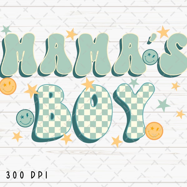 Mamas Boy PNG File, Mom PNG, Mother's Day Sublimation, Retro Checkered Design Download, Printable, Instant Digital Download