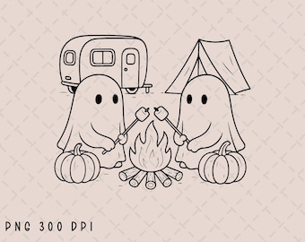 Ghost Campfire PNG, Halloween Sublimation, Ghost Camping png, Spooky Season, Spooky Summer png, Ghouls, Fall, Autumn, Cute Ghost png