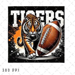 Tigers Football PNG, Tigers Sublimation, Tigers Logo png, Tigers School Spirit Digital Design, Football T-shirt PNG, Digital Download