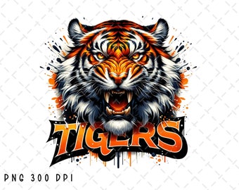 Tiger PNG, Feuertiger Kopf Sublimation, Tiger Kopf Logo png, Transparentes PNG Digitales Design, T-Shirt Sublimation Digitale Datei Download
