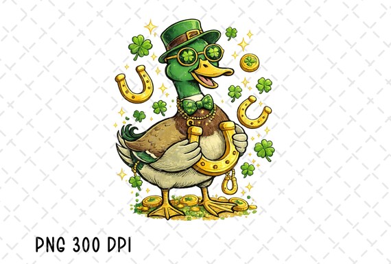 St. Patrick Mallard Duck PNG, St. Patrick's Day Sublimation, Lucky, Irish, St Patty's Day, Digital Download