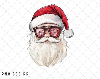 Retro Santa png, Merry Christmas png, Santa Sublimation, Santa Claus png, Winter png, Santa Sunglasses design Digital Download