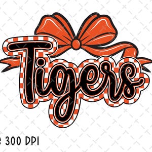 Tigers Coquette Bow PNG, Tigers Sublimation, Tigers Maskottchen Logo png, Tigers Schulgeist, Football T-Shrit, Beifall für den Mädchenspieltag