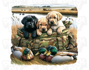 Hunting Dog Sublimation, Duck Hunting Sublimation, Puppy png, Duck Hunter png, Hunting Dog png, Black Labrador Retriever png