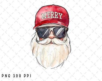 Santa Baseball Cap png, Merry Christmas png, Santa Sublimation, Retro Santa png, Santa Claus png, Winter png, Santa design Digital Download