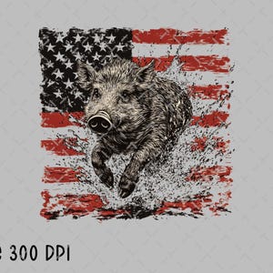 Wild Boar Hunting Sublimation Png, Hog Hunting png, Hog Hunter png, USA Flag PNG, Patriotic Wild Boar png, Digital Download