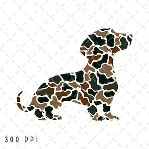 Camo Dackel PNG, Camo Hund PNG, Hundejagd Sublimation, Hundejäger PNG, Hunde-Shirt-Design, Entenjagd PNG, digitaler Download