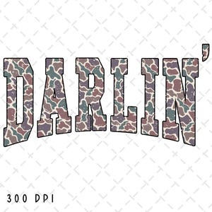 PNG de camuflaje Darlin', sublimación Darling, diseño de camuflaje universitario, estilo western, desgastado, vaquero, campestre, caza de patos, descarga digital de caza