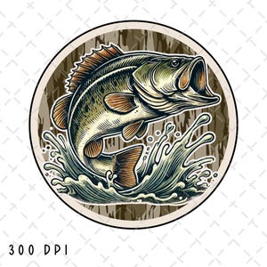 Bajo de camuflaje PNG, sublimación de pez bajo, bajo saltador PNG, diseño de camuflaje de la vieja escuela PNG, sublimación de pesca de caza, pescador PNG, pez png