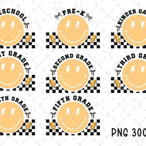 Back to School Bundle png, Checkered Smile PNG, Back to School Sublimation, 1st Grade, 2nd, 3rd, 4th, 5th, Pre-k, Preschool,Kindergarten png