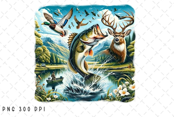 Hunting PNG, Bass Fishing PNG, Bass Fish Sublimation, Hunting Fishing png, Fisherman, Deer Hunting png, Duck Hunting png, Outdoors png