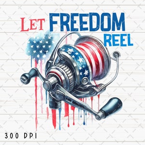 Let dom Reel PNG, Sublimación de pesca, Carrete Bandera americana PNG, Caza Pesca png, Pescador, 4 de julio png, Patriótico png