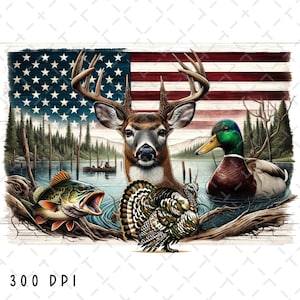Caza de ciervos PNG, Sublimación de ciervos, Bajo PNG, Pavo png, Caza patriótica, Buck png, Caza de patos png, Cabeza de ciervo con bandera estadounidense de EE. UU. PNG,