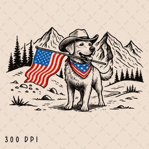 Labrador Retriever Amerikanische Flagge png, Hund Jäger png, Jagdhund png, 4. Juli Sublimation, Western Cowboy png, Vierter Juli png