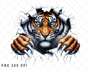 Tiger Kratzer PNG, Tiger Sublimation, Tiger PNG, transparentes PNG digitales Design, T-Shirt Sublimation digitale Datei herunterladen