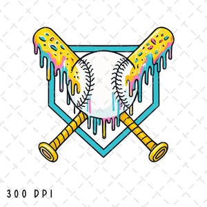 Baseballschläger und Diamant PNG, Baseball PNG, Baseball Sublimation, Eistropfen Baseball png, Spieltag, gekreuzte Fledermäuse, digitaler Download