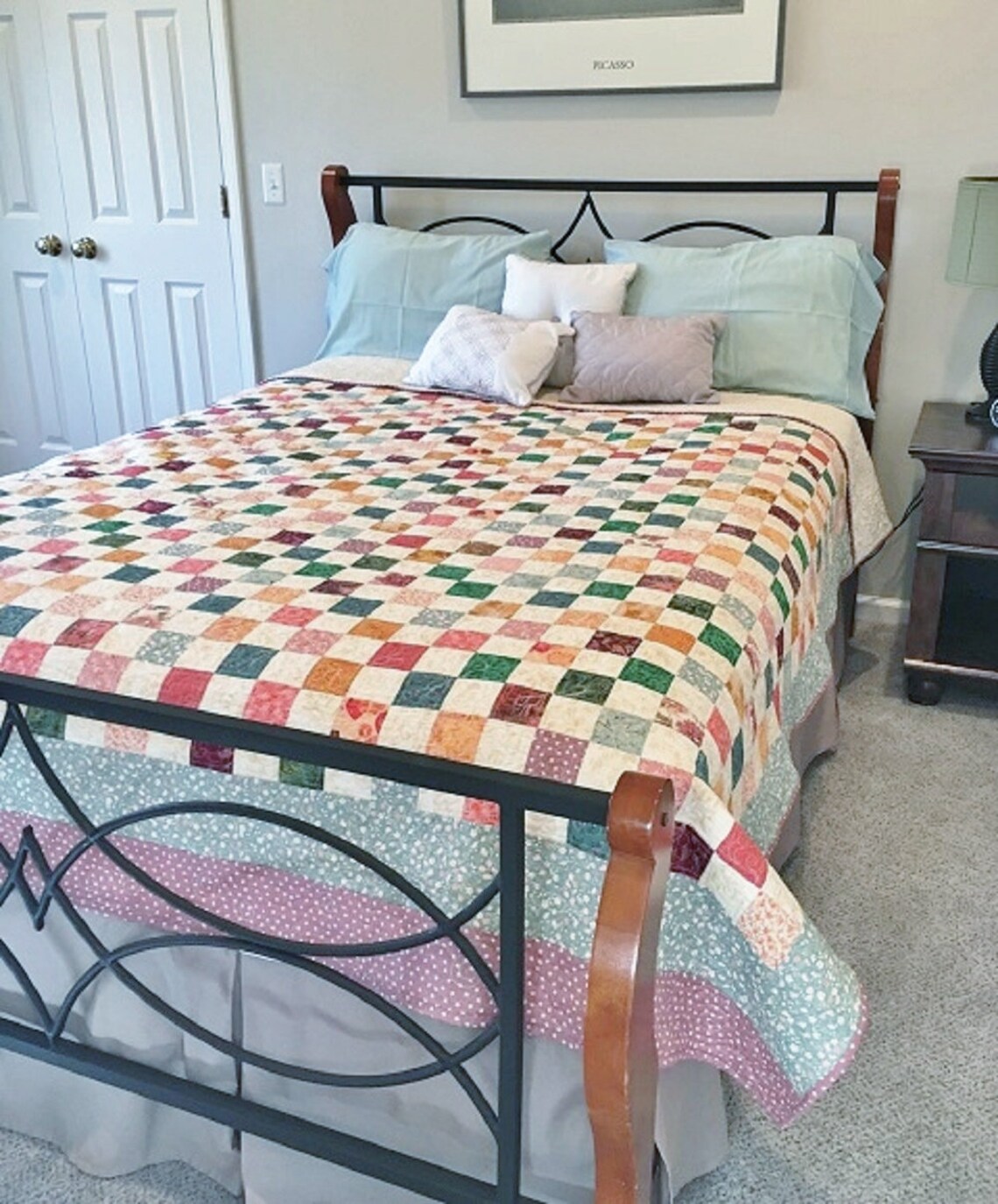 Handmade Queen Size Bed Quilt Traditional Quilt Bed Decor 9 Etsy