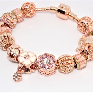 Bracelet with Pandora-style rose gold charms image 6