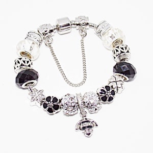 Bracelet with silver and black charms in the &quot;Pandora&quot; style