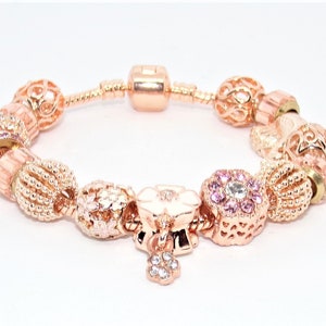 Bracelet with Pandora-style rose gold charms image 4