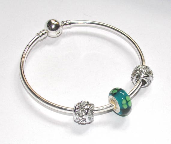 Superbe Jonc Armband Mit Silber Und Blau Charms Von Pandora Etsy