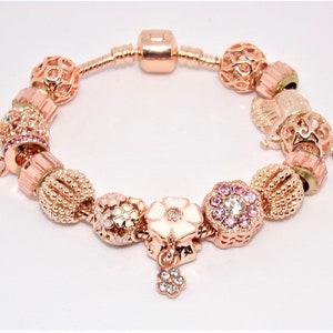 Bracelet with Pandora-style rose gold charms image 5