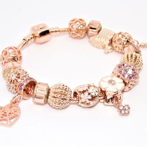 Bracelet with Pandora-style rose gold charms image 3