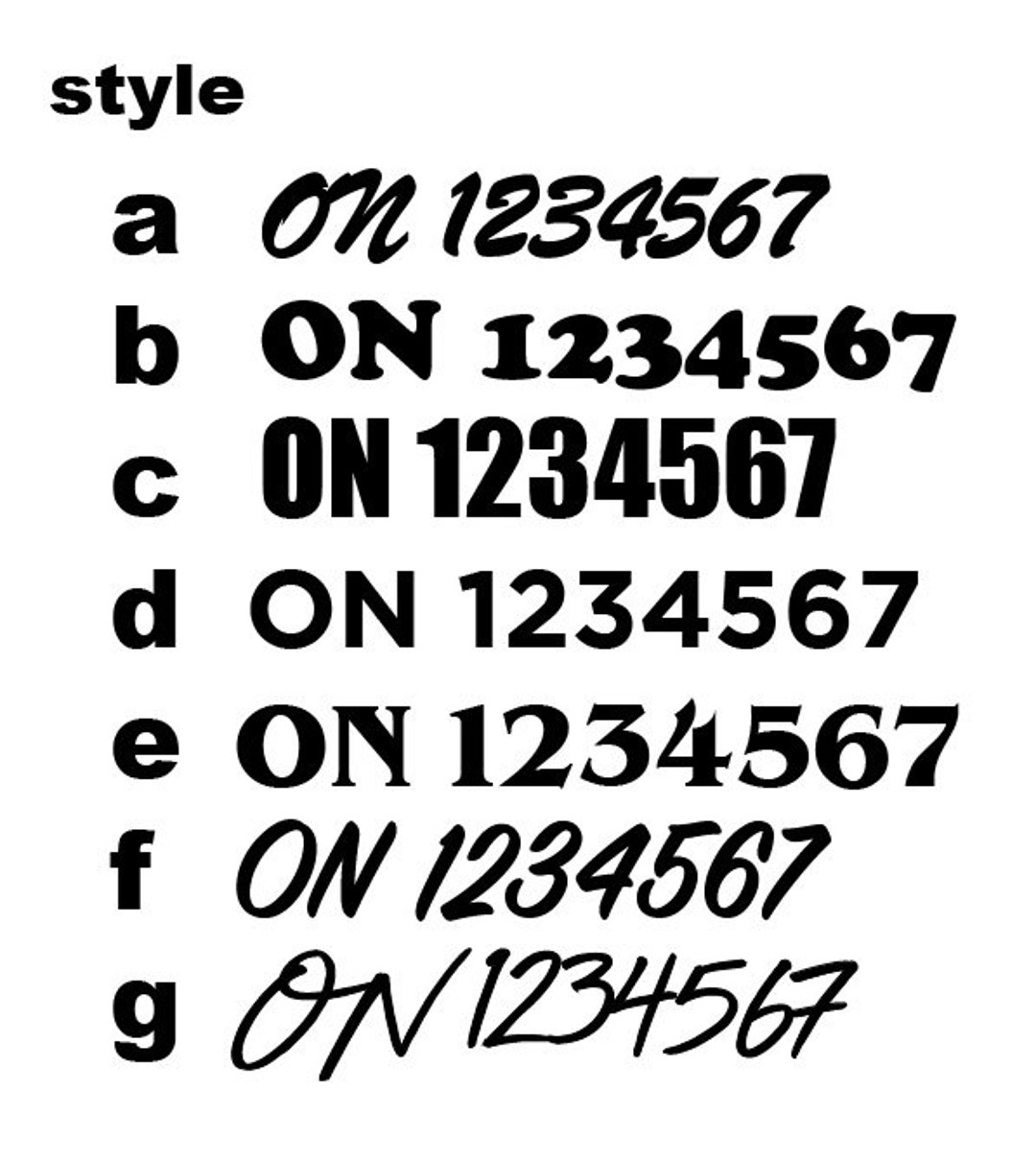 Boat Registration Numbers. Set of 2 for Both Sides of Boat. Choice of
