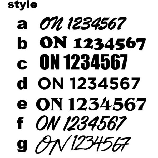 Boat registration Numbers.  Set of 2 for both sides of boat. Choice of popular fonts and colours. Ships free