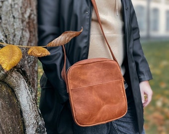 Sac à bandoulière en cuir véritable pour homme Sac messager homme Sac à bandoulière moyen Sac à bandoulière monogrammé