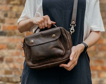 Leather crossbody Leather bag women Mini crossbody bag