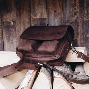 Personalized Leather Tablet Phone Bag | Brown Leather Crossbody Bag for Men | Gift for Him
