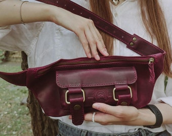 Leather fanny pack for women leather belt bag leather hip bag