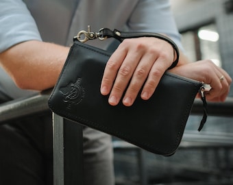 Wristlet wallet leather clutch Wallet phone case Small leather purse