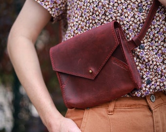 Minimalist Leather Belt Bag, Leather Waist Bag, Versatile Bum Bag, Small Belt Bag for Women