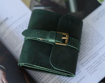 Cartera de cuero pequeña Mini cartera Cartera de mujer Cartera de cuero verde Cartera personalizada Cartera grabada