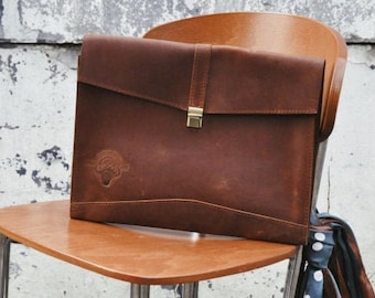 Leather document holder Brown Multipurpose sleeve for documents and laptop Macbook air 13 case Macbook pro 13 case