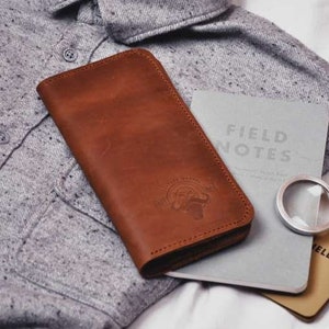 Cartera de cuero para hombre Cartera larga plegable para hombre
