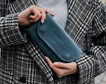 Portefeuille long pochette en cuir Portefeuille pour téléphone Portefeuille personnalisé