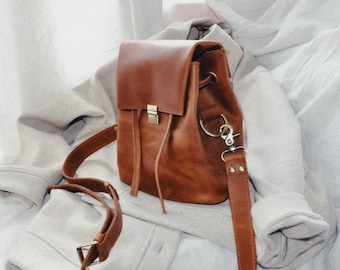 Drawstring Leather Crossbody Bucket Bag Crossbody bags for women