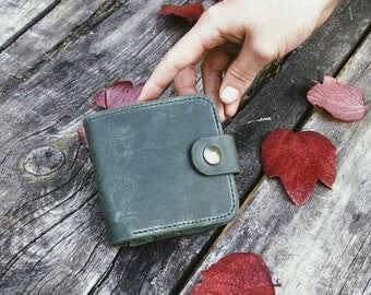 Womens leather wallet Personalized leather wallet Bifold wallet Front pocket wallet Unisex wallet