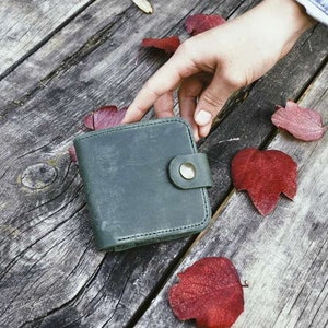 Cartera de cuero para mujer Cartera de cuero personalizada Cartera plegable Cartera de bolsillo frontal Cartera unisex
