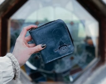 Cartera de cuero personalizada para mujer con cierre de cremallera - Cartera con cremallera grabada