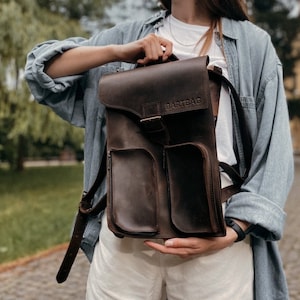 Sac à dos en cuir pour femmes Sac à main en cuir véritable Sac à dos unisexe Sac à dos pour ordinateur portable