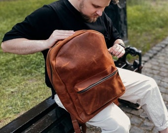 Leather backpack men Laptop backpack Leather ackpack purse Backpack women Personalized backpack