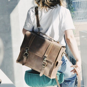 Bolso mochila convertible, mochila portátil mujer, cartera de cuero, bolso bandolera grande, mochila de cuero hombres, mochila cartera de cuero